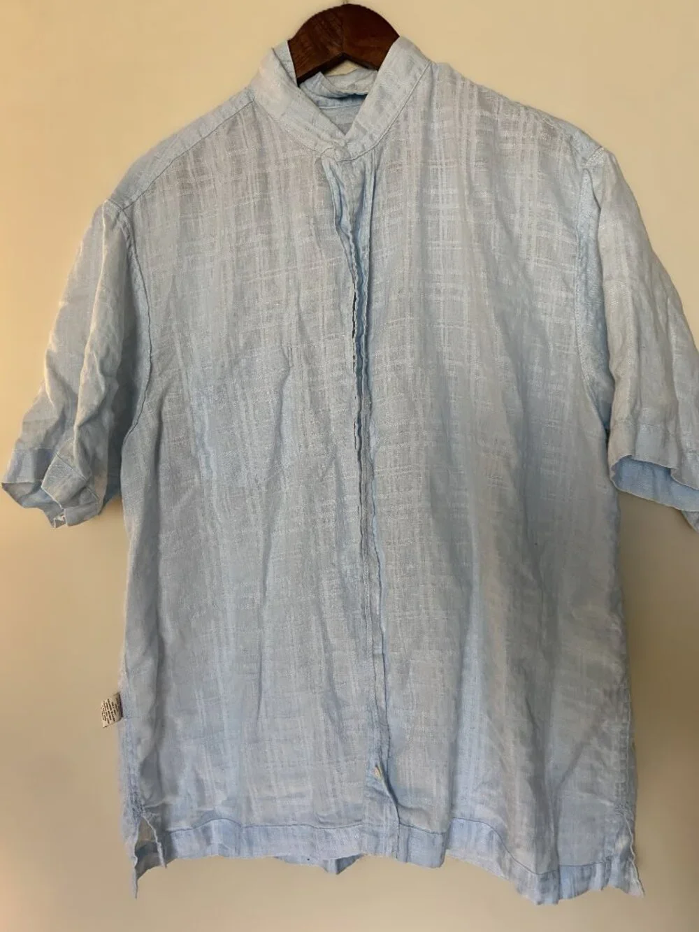 CARRIBEAN beachy men’s button up linen/cotton blend L blue